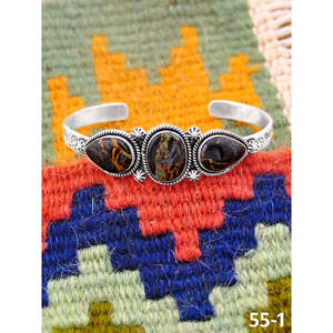 Southwest Handmade Black Jack Turquoise Sterling Silver Fashion Cuff Bracelet Elegant Black Jack Turquoise Silver Cuff for Women - Product Image 3