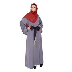 Abaya moderne décontractée de style dubaï et turquie Belle robe modeste musulmane ouverte sur le devant en lin à glands Offre Spéciale - Product Image 1