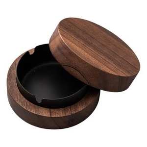 Hot Selling Luxury Wooden <b>Ashtray</b> with Lid Customizable Tabletop Cigar <b>Ashtray</b> for Home Decorative - Product Image 1