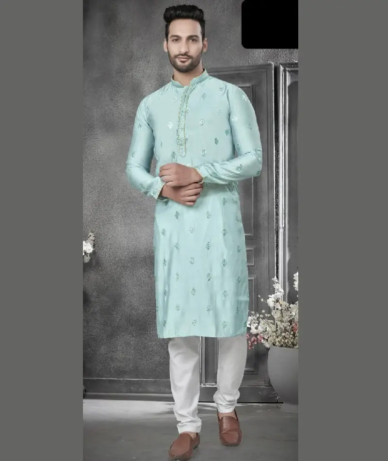 Kurtas de travail de broderie et de séquence de fantaisie indienne pour hommes vêtements de mariage et de fête vêtements et robes de créateurs