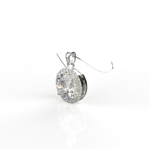 Avarta Plata de Ley 2 Quilates Solitario Colgante Halo Con Cadena en Oro Blanco Pulido - Product Image 3