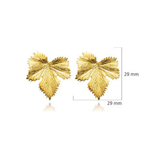 Boucles d'oreilles vintage en argent sterling 925 plaqué or 22 carats forme feuille design turc fait à la main en gros - Product Image 2