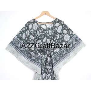 Robe longue bohème hippie en coton tissé à la main avec imprimé floral, style kaftan, pour femme, idéale pour l'été et la plage - Product Image 3