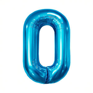 Ballon de fête en forme de chiffre bleu 100 cm, numéro 0, décorations de fête - Product Image 2