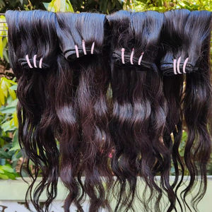 Precio al por mayor de fábrica Paquete de cabello crudo indio Remy, 100% extensiones de cabello humano, vendedores de cabello crudo Cabello indio virgen ondulado natural - Product Image 4