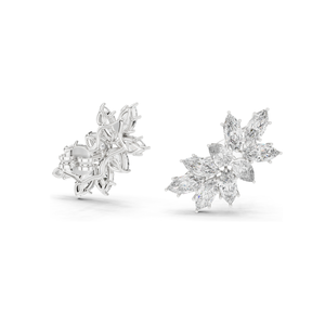 Boucles d'oreilles en forme de flocon de neige en diamant de laboratoire 4.1 CT pour femmes, clarté VVS-VS EF, or 18KT, 14KT, 10KT et argent 925, rose, jaune, blanc - Product Image 4