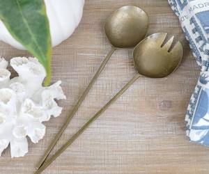 Ensemble de couverts à salade moderne en métal, ustensiles de cuisine chic avec poignée élégante pour la maison, le restaurant et la table de fête - Product Image 2