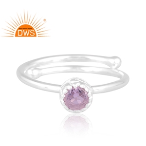 Anillo apilable de piedras preciosas de amatista Rosa Natural de plata de ley fina de la mejor calidad, fabricante de joyería personalizada - Product Image 2