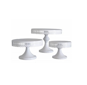 Handcrafted metal <b>cake</b> <b>stand</b> with embossed floral design for rustic farmhouse kitchen wedding or party displays - Product Image 5