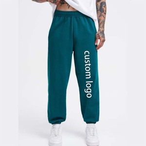 Pantalones Deportivos Casuales para Hombre con Logotipo Personalizado, Pantalones de Chándal de Lona de Peso Medio, Talla Grande, Cintura Elástica, Transpirables, 100% Algodón - Product Image 1