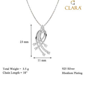 Collier pendentif iris en argent sterling 925 CLARA, diamant taille marquise, motif géométrique floral en rhodium avec zircon et opale - Product Image 4