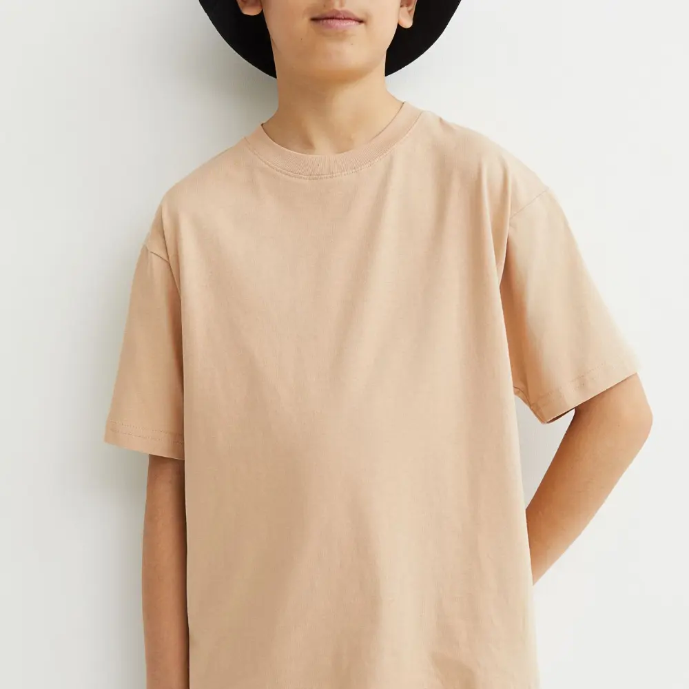 New Trai Trọng Lượng Nhẹ Cotton Ngắn Tay Áo Trẻ Em T Shirt/Casual Mặc Đồng Bằng O Cổ T Shirt Với Logo Tùy Chỉnh