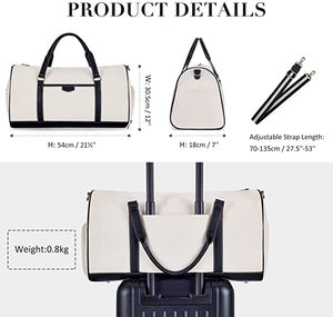 Grande capacité toile Durable Weekender sac de nuit compartiment Carry on Gym Sports Voyage Tote Duffle Bag - Product Image 5