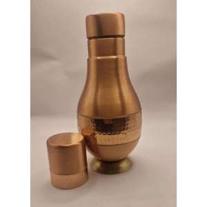 Designer copper <b>bottle</b> with wellness boosting features vintage hammered surface and ecofriendly reusable style - Product Image 5