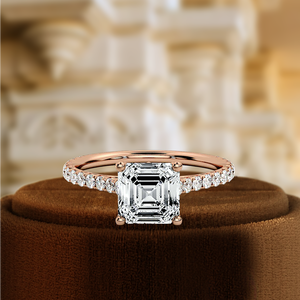 Anillo de Compromiso con Diamante Cultivado en Laboratorio de Corte Asscher de 1 Quilate, Anillo con Incrustaciones de Pavé en Oro de 14 Quilates, el Mejor Regalo de Aniversario, Anillo de Diamante para Novia, Certificado IGI - Product Image 6