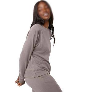 Loose Fit Crewneck Cotton Fleece Puños acanalados y dobladillo Ropa de mujer transpirable Sudaderas con capucha de talla grande Sudaderas Nueva llegada 360g - Product Image 4