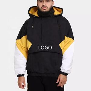 Chaqueta de lluvia con logotipo personalizado para hombre, cortavientos de poliéster tejido de bloque de color, nuevo diseño - Product Image 1