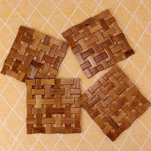 Vente en gros sous-verres en bois d'acacia avec lèvre ronde en bois chêne bureau café salle à manger fête en plein air - Product Image 3