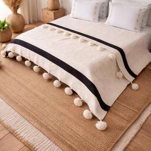 Manta Marroquí Hecha a Mano, Auténtica, Artesanal, Diseño Tribal, Suave, Tejida, Decoración para el Hogar, Regalo - Product Image 1