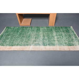 Tapis en laine moderne de grande surface de 3.4x7,9 pieds Tapis turcs à motif abstrait vert beige pour couloir, rectangle, chambre à coucher/chevet en latex - Product Image 3