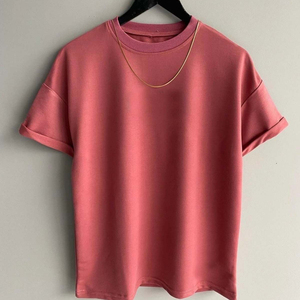 T-shirt uni à manches hlaf 100% coton hommes surdimensionnés - Product Image 1