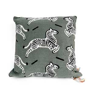 Fluffery Zebra Print Throw Pillow 18 X 18 Cm Square Green Polyester Foam <b>Filled</b> Removable Washable Decorative <b>Cushion</b> <b>for</b> Sofa - Product Image 1