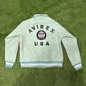 Veste en peau de mouton de qualité supérieure pour homme, col montant Avirex, véritable cuir écologique, respirant, design avant réversible, coupe-vent - Product Image 2