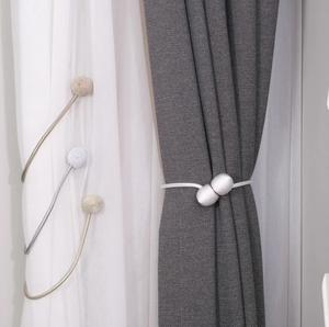 2pcs Magnetic Ball <b>Curtain</b> Tiebacks, <b>Curtain</b> Tie Backs Buckles Holdbacks Holders <b>Hooks</b> Clip Jute Rope..Window Decor - Product Image 1