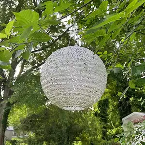 Floral Lace Solar Paper Lantern Hanging Hollowed Lamp Shade Laser Cut Lantern for Birthday Wedding Party Decoration