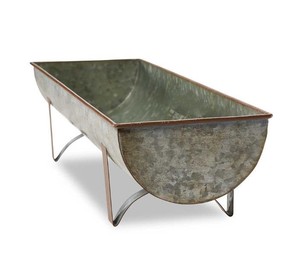 Jardinera de Metal de diseño elegante en forma rectangular a granel, acabado antiguo, diseño moderno, jardinera para jardín y hogar - Product Image 3