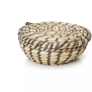 TienPhong Wholesale Decorative Seagrass <b>Storage</b> Baskets <b>for</b> Organizing, Round Woven Baskets in 3 Sizes with Lids, 3 Piece Set - Product Image 5