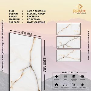 Serie Statuario travertino Calacatta porcelana 60*120 azulejos naturales tallado en oro pulido 60X120 Pared de baño indio marroquí - Product Image 2