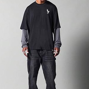 Chất Lượng Cao Cấp Người Đàn Ông T-Shirt Top Xu Hướng Tùy Chỉnh Màu Sắc Người Đàn Ông Hai Lớp Người Đàn Ông Của T-Shirts - Product Image 2