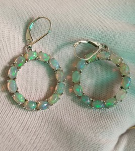 Pendientes de piedras preciosas de moda para niñas de alta calidad para mujeres pendientes de piedras preciosas de ópalo 925 joyería de plata esterlina sólida - Product Image 4