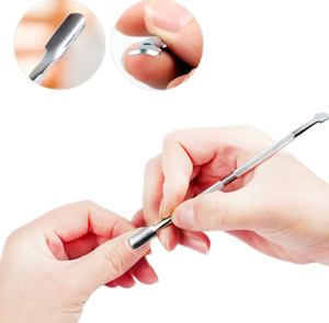 Empujador de cutículas de uñas de acero inoxidable, herramienta limpiadora de manicura y pedicura de doble cara, hoja curva para salones de Arte de uñas, eliminación de esmalte - Product Image 5