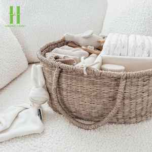 Super Cute <b>Gift</b> Hamper <b>Baskets</b> Water Hyacinth <b>Basket</b> Single Non-Folding Multifunction for Picnic Decoration <b>Easter</b> OEM Vietnam - Product Image 5
