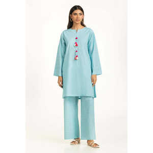 ชุดเซ็ตลำลอง IPST-44776-B ผ้าย้อมเส้นด้ายประดับตกแต่ง ชุดสองชิ้น ไซส์ XS แขนสามส่วน สำหรับฤดูใบไม้ผลิ/ฤดูร้อน - Product Image 3