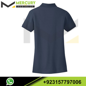 เสื้อโปโลแขนสั้นสีน้ำเงินกรมท่าสำหรับผู้หญิง ผ้าโพลีเอสเตอร์ 100% ระบายอากาศได้ดี สวมใส่สบาย ปกคอปก ทรงปกติ - Product Image 6