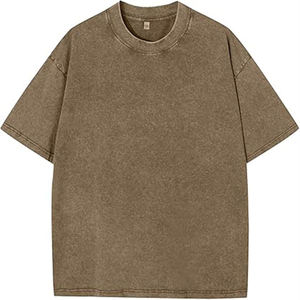 Vintage Boxy Shirt Distressed 100% Coton Ras Du Cou T-Shirt Acid Washed Tee Personnalisé Hommes Street Hip Hop Wear - Product Image 5