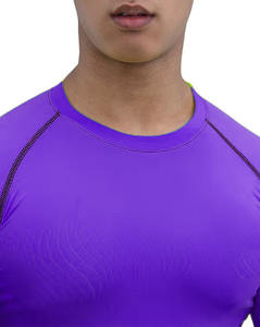 Chemise d'entraînement de compression à demi-manche et à séchage rapide pour homme Skinny Fit Spandex Long Rash Guard Motif uni sublimé pour BJJ MMA - Product Image 3