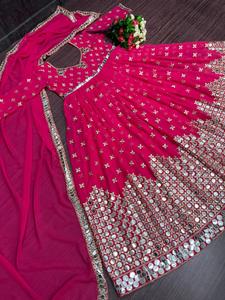 NUEVO DISEÑADOR VESTIDO DE FIESTA PESADO ESPEJO TRABAJO GEOREGTTE VESTIDO CON DUPATTA - Product Image 5