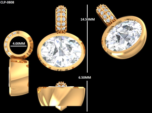 Colgante de boda con diamante cultivado en laboratorio de corte ovalado de 2 quilates con engaste de bisel para mujer, colgante de diamante de estilo vintage en oro amarillo macizo de 14 quilates. - Product Image 6