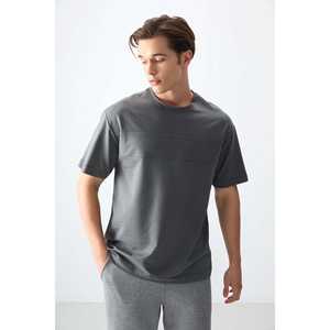 Camiseta Básica para Hombre Color Caqui-88378, 100% Algodón, Tejido Jersey Grueso y Suave con Textura, Corte Holgado - Product Image 3