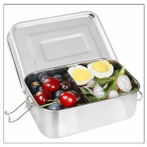 กล่องอาหารสแตนเลสกันรั่ว1000มล. พร้อมช่องแบ่งโลหะสี่เหลี่ยมเคลื่อนย้ายได้สำหรับเก็บอาหารในครัวเรือน - Product Image 3