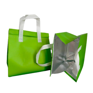 Sac isotherme réutilisable en non-tissé écologique avec logo personnalisé, poignées et isolation, pour aliments (lait, gâteaux), en stock et prêt à l'emploi - Product Image 4