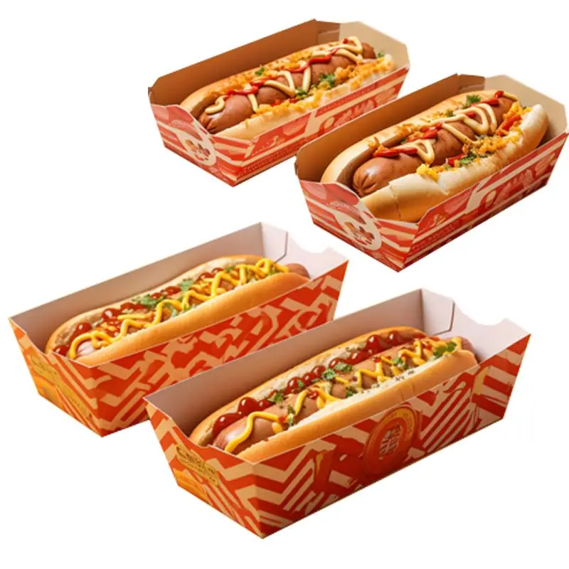 Ökologisch-freundliche kundenspezifische Hot-Dog-Containerboxen aus Kraftpapier koreanische Hot-Dog-Boxen mit Logo