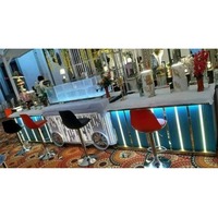 Comptoir de table de buffet pliant avec bords LED rougeoyants | Comptoir de restauration de mariage portable en acier inoxydable avec lumières
