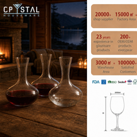 Carafe en verre élégante à ouverture plate CRYSTAL 2000 ml avec logo personnalisé gravé pour la vaisselle d'hôtel, approvisionnement en gros