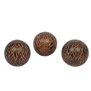 Stylish Decorative Mango <b>Wood</b> Round Balls For Centerpiece Or Individual Use Carved <b>Brown</b> Solid <b>Wood</b> Bowl <b>Filler</b> Home Decor - Product Image 2