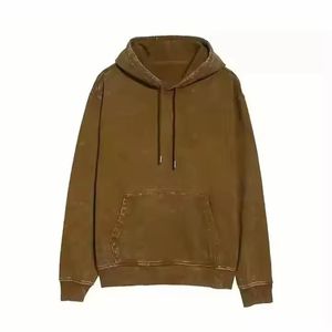 Alta calidad 100% algodón liso teñido invierno Casual Fleece Hoodie High Street Series lavado viejo suéter Vintage Hoodie - Product Image 1